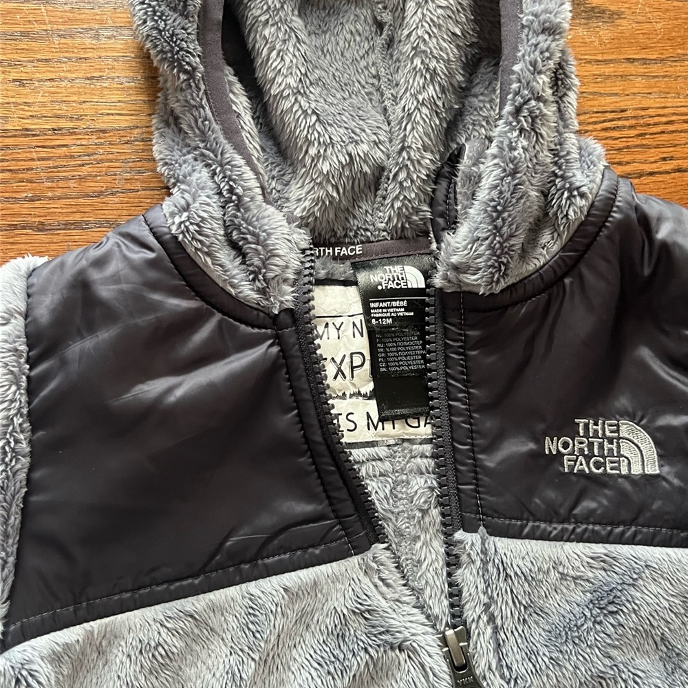 The North Face Gray and Black Fleece One-Piece